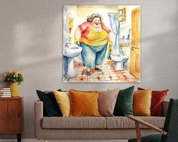 Cosy lady cleans the bathroom by De gezellige Dames