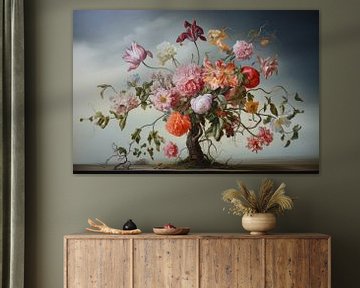 Still life tree with flowers