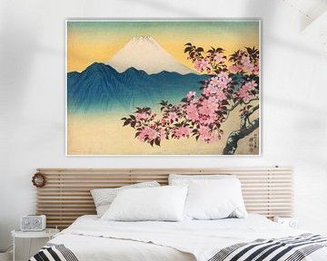 Ohara Koson - Kersenbloesems en de berg Fuji (bewerkt) van Peter Balan