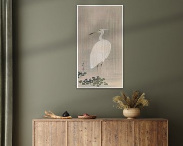 Ohara Koson - Kleine zilverreiger in de regen (bewerkt) van Peter Balan