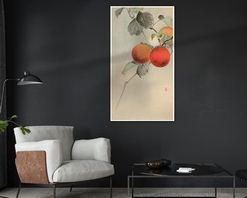 Ohara Koson - Persimmon and Warbling White-eye (edited) by Peter Balan