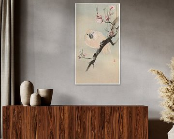 Ohara Koson - Papegaai en perzikbloesems (bewerkt) van Peter Balan