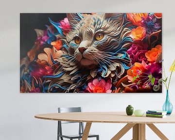 Abstracte neonkunst voor een kleurrijk schilderij voor een kat van Animaflora PicsStock