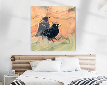 Togetherness: Abstract Blackbirds Wall Art by Studio Mirabelle