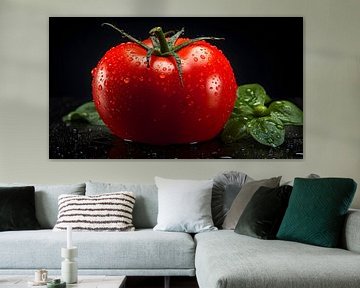 Tomato with basil by Mathias Ulrich