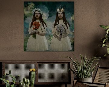 Vintage Beauty Tweeling Kroon Bloemen