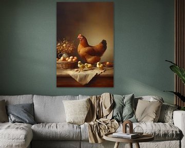 The chicken and her chicks by Ellen Van Loon