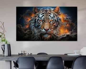 Art abstrait au néon pour un tigre sur Animaflora PicsStock