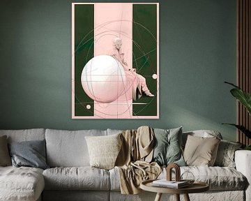 abstract green pink painting by PixelPrestige