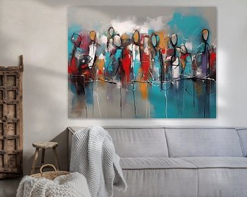 abstract painting with people by PixelPrestige