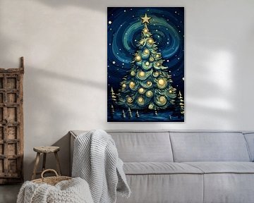 Christmas tree with lights by Artsy