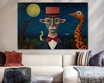 Man with giraffe by Ton Kuijpers