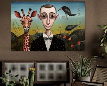 Man with giraffe by Ton Kuijpers