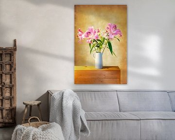 Pink Lilies in a pouring jug