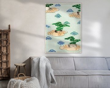 Landschap illustratie. Traditionele Japanse ukiyo-e van Dina Dankers
