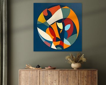 Holiday feeling, circle with organic shapes in collage by The Art Kroep