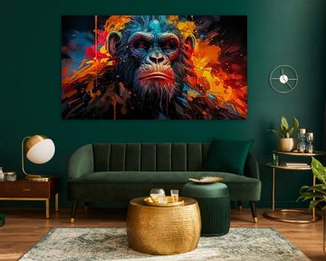 Portret van een gorilla met een vleugje kleur van Animaflora PicsStock