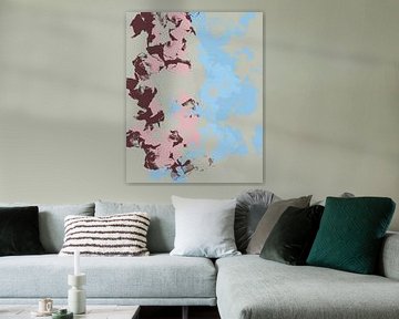 Organische vormen. Moderne abstracte kunst in bruin, roze, pistache, blauw van Dina Dankers