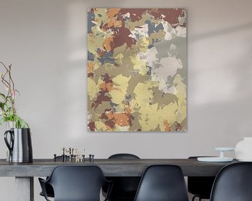Organic shapes. Modern abstract art in yellow, brown, grey and orange by Dina Dankers