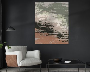 Brush strokes in neutral colors. Abstract art in terra, brown, white and green by Dina Dankers