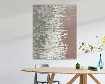 Brush strokes in neutral colors. Abstract art in grey green, white, warm brown by Dina Dankers