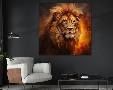 Lion orange artistique sur The Xclusive Art