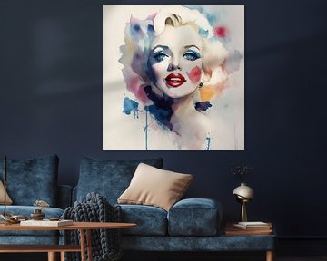 Marilyn Monroe abstract Aquarel. van Brian Morgan