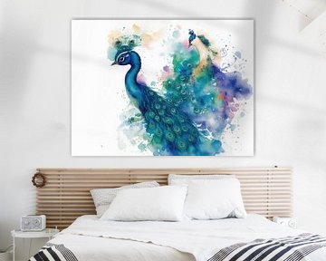 Pfau in Aquarell