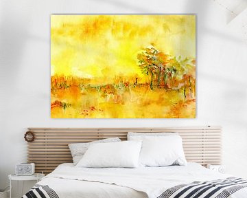 Lichtlandschap met boom van Claudia Gründler