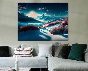 Paysage hivernal avec soleil