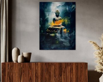Mystical Buddha – Contemporary Painting – Wall Art For Your Home & Office by Murti Jung