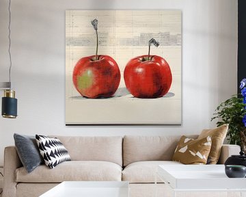 Duo of Apples - Contemporary Still Life - Realism Art by Murti Jung