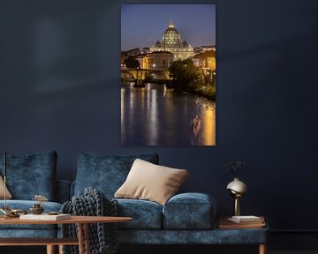 Rome - Vue sur le Tibre jusqu'à la basilique Saint-Pierre sur t.ART