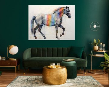 Rainbow Horse - A Vivid Voyage in Equine Artistry - Contemporary Art by Murti Jung