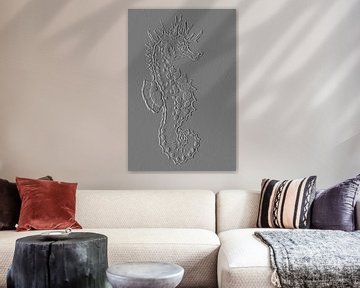 Seahorse ( drawing ) in stone effect by Jose Lok