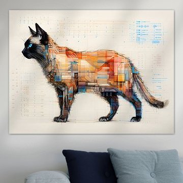 Katzenmosaik - Siamkatze - Komplizierte moderne Kunst