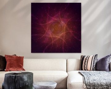 Kosmische harmonie: Vierkante canvasprint met gouden zielesymbool
