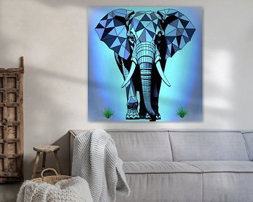 Kristall Elefanten Bulle Blau Schimmer Illustration