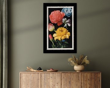 Vintage stamp of flowers by Digitale Schilderijen