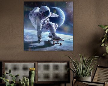 Astronaut auf Skateboard