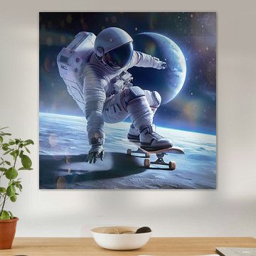 Astronaut auf Skateboard
