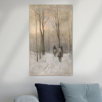 Ruiters in de sneeuw in het Haagse Bos, Anton Mauve