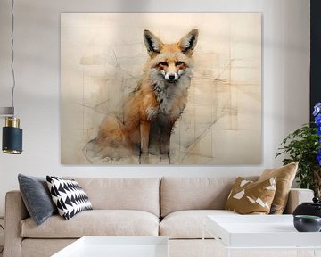 Clever Canine - Fox Portrait - Art mural sur Murti Jung