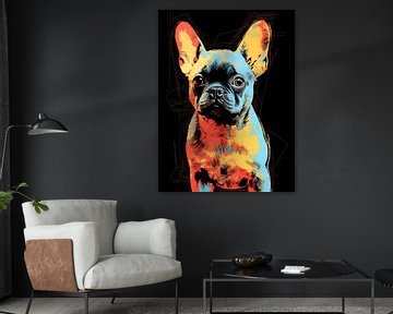 Pop Art Frenchie - Französische Bulldogge in lebhaften Farben - Wandkunst von Murti Jung