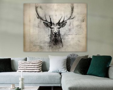 Regal Deer - An Ethereal Stag in Shades of Gray - Wall Art by Murti Jung