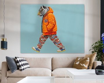 Stride of the Tiger - A Bold Fusion of Nature and Street Style - Wall Art by Murti Jung