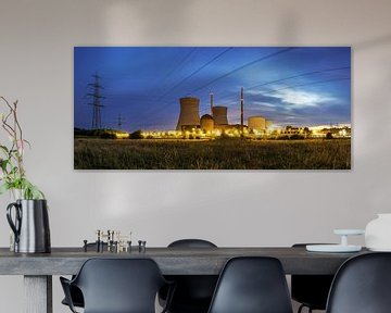 Gundremmingen nuclear power plant - Panorama at the blue hour