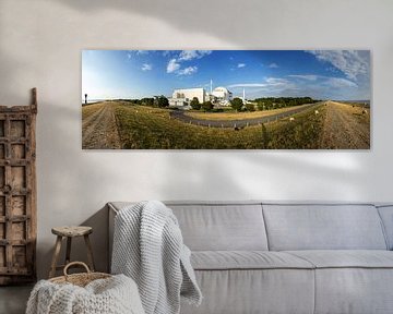 Brokdorf nuclear power station - Panorama on the dyke with the Elbe