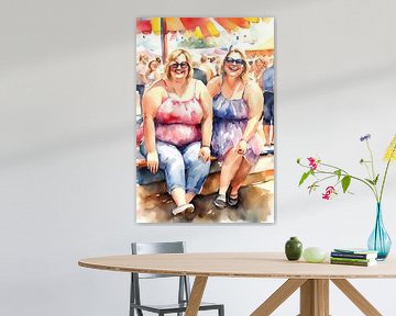 2 gezellige blonde dames op de kermis van De gezellige Dames