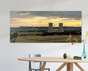 Grohnde nuclear power plant - panorama at sunset